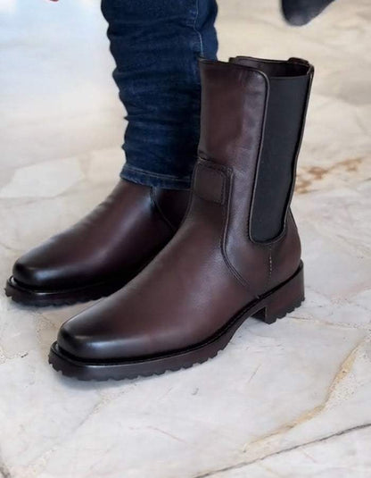 unboxelements Brown / 6 Italian Leather Handmade Cowboy Boots